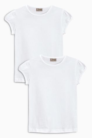 White Puff Sleeve T-Shirts Two Pack (3-16yrs)